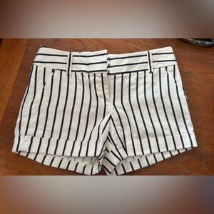 Express Black and White Striped Linen Shorts
